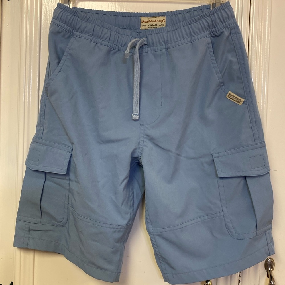 Boys 10/12 Weatherproof vintage drawstring cargo shorts light blue
